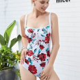 thumbnail image 4 of LIORA Women Vintage Floral Printed One Piece Swimsuit Retro Tummy Control Ruched Bathing Suits White, 4 of 7