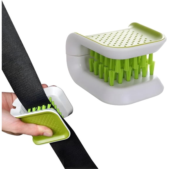 chasenew Car Seat Belt Cleaning Brush, Double Sided U-Shaped Safety Belt Bristle Scrubber Washing Tool, Multifunctional Foldable Closed Structure Seatbelt Cutlery Cleaner Brush（1 PCS）