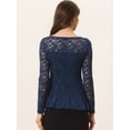 thumbnail image 4 of DARING DIVA Lace Peplum Tops Elegant Floral Lace Blouse S Dark Blue, 4 of 6