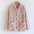 thumbnail image 2 of Erwazi Fleece Fuzzy Coats for Women Button Down Winter Warm Pajama Loungewear Tops with Pockets, 2 of 5