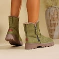 thumbnail image 3 of Green Snow Boots For Women Thickened Fleece Lined Cotton Side Zipper Thick Non Slip Sole Warm Mid Calf Winter Casual Light Outdoor Shoes Size 35, 3 of 5