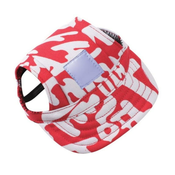 PRAETER Pet Sun Protection Hat, Dog Cap Multi Pattern Optional for Dogs Puppy Baseball Hat with Ear Holes, Red Letter L