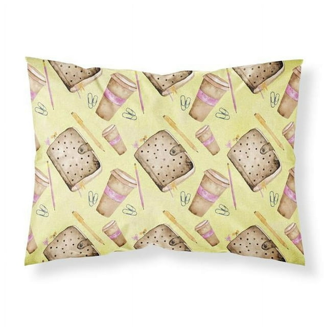 Carolines Treasures BB7537PILLOWCASE Watercolor Coffee & Journal Fabric Standard Pillowcase