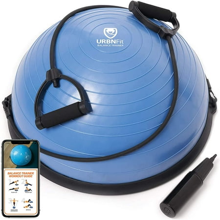 URBNFit Balance Trainer Stability Half Ball with Resistance Bands, Pump and  Workout Guide 