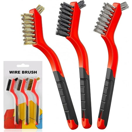 

7 Handle -Wire Brush Set Nylon+Brass+Stainless Steel Bristles Brush Rust Removal Tools for Deep Cleaning Welding Slag Dirt Stain
