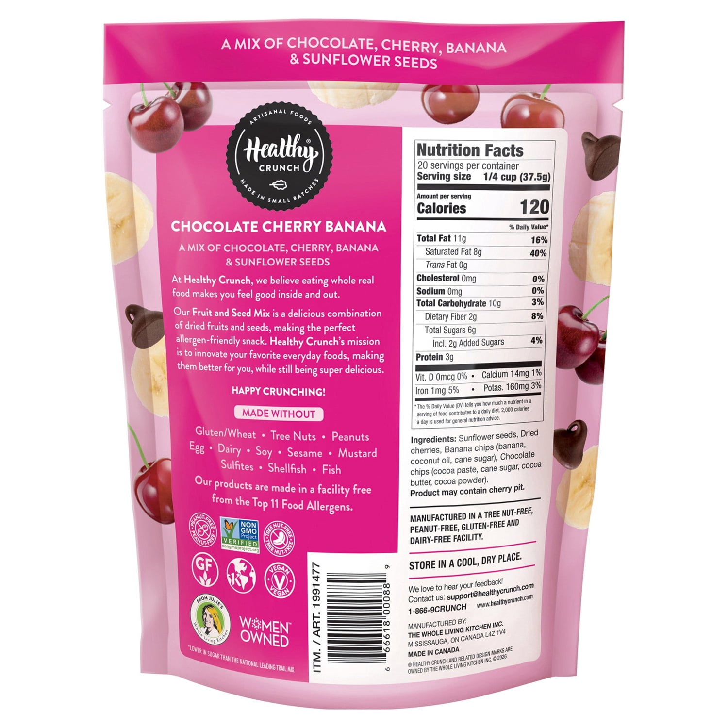 Healthy Crunch Fruit & Seed Trail Mix, Chocolate Cherry Banana (26 Ounce)