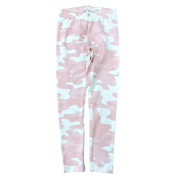So Girls Light Pink & Cream Camo Print Leggings Stretchy Pants Small (7)