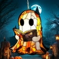 thumbnail image 4 of Spooky Ghost Reading Book Hanging, Acrylic Suncatcher Cute Boo Window Hanging Books, Funny Decor Reader Librarian Sun Catchers for Windows Indoor Decorations Outdoor, 5.91Inches, 4 of 5