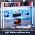 thumbnail image 6 of Huisuilinss U Shaped Computer Desk,78.7" Reversible Gaming Desk,Corner Large Home Office Desk With Led Lights,Ergonomic Monitor Stand,Power Outlets,Storage Shelves,4 Drawer, 6 of 7