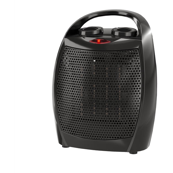 Small Electric Space Heater,Portable Ceramic Space Heater Fan for Office with Adjustable Thermostat and Overheat Protection ETL Listed for Kitchen, 750W/1500W(Black)
