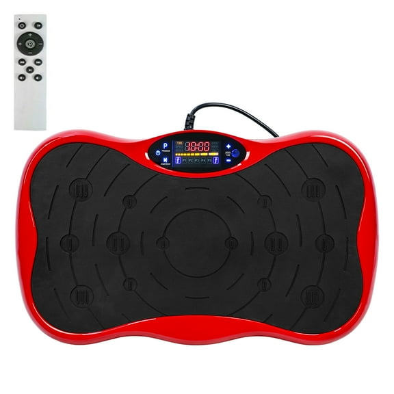 WETS Vibration Plate Exercise Machine, Lymphatic Drainage Machine, Whole Body Workout Vibration Platform w/ 2 Resistance Bands for Wellness and Fitness-Black