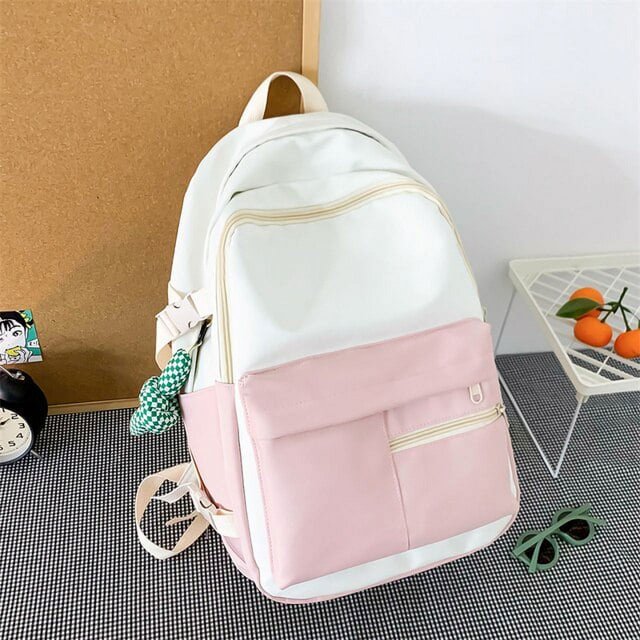 LinYooLi Patchwork Color Women Backpack Large Capacity Female Multi-pocket Travel Bagpack Schoolbag for Teenage Girl Knapsack Mochila