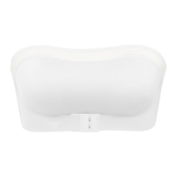 TEAJOPSUU Women's Strapless Seamless Bra Push Up Front Closure Bandeau Bra Sheer Wireless Tube Tops Sft Comfy Backless Bandeau Bra White