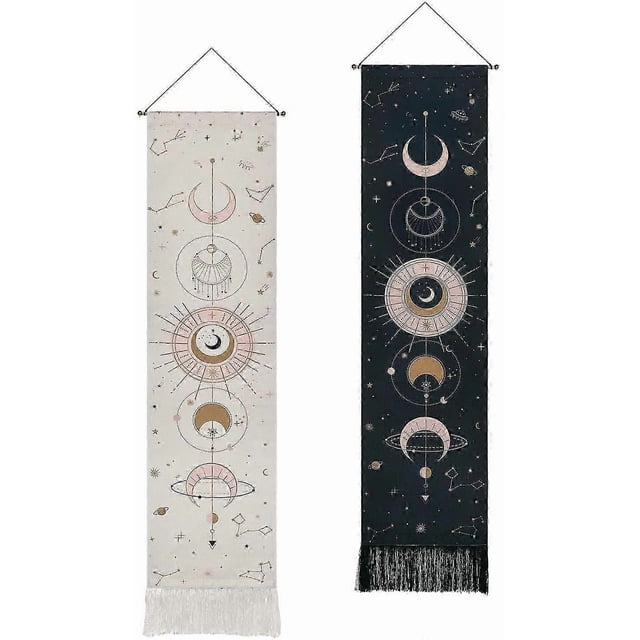 2 Pack Moon Tapestry Moon Phase Tapestry Art Bohemian Tapestries Constellation Tapestry