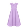 thumbnail image 3 of Linjinx Kids Flower Girl Chiffon Junior Bridesmaid Dresses Off Shoulder Wedding Party Dress Pageant Lavender 10, 3 of 5