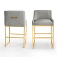 thumbnail image 6 of SEYNAR Mid-Century Modern Velvet Low-Back Bar Stools with Metal Frame, Set of 2（Gray）, 6 of 12