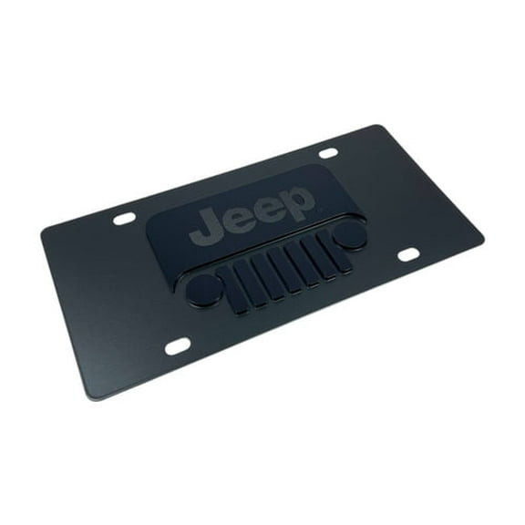 Jeep Grill Logo Blacked Out Carbon Steel License Plate Official Licensed