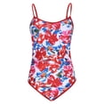 thumbnail image 5 of EchfiProm Bathing Suits for Women One Piece Swimwear High Cut Modest Red Floral Print Ladies Swimsuits, 5 of 6