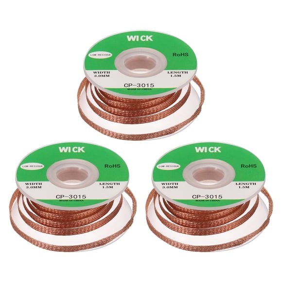 Uxcell Solder Wick Braid No-Clean Desoldering Wick Braid for Remove the Solder Electrical Components 0.12 Inch x 5 Feet