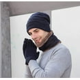 thumbnail image 2 of 3 Pieces Winter Warm Hat Scarf Glove Set Knit Thick Beanie Scarves Cap for Men, 2 of 9
