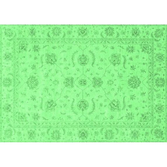 Ahgly Company Indoor Rectangle Oriental Emerald Green Traditional Area Rugs, 7' x 9'