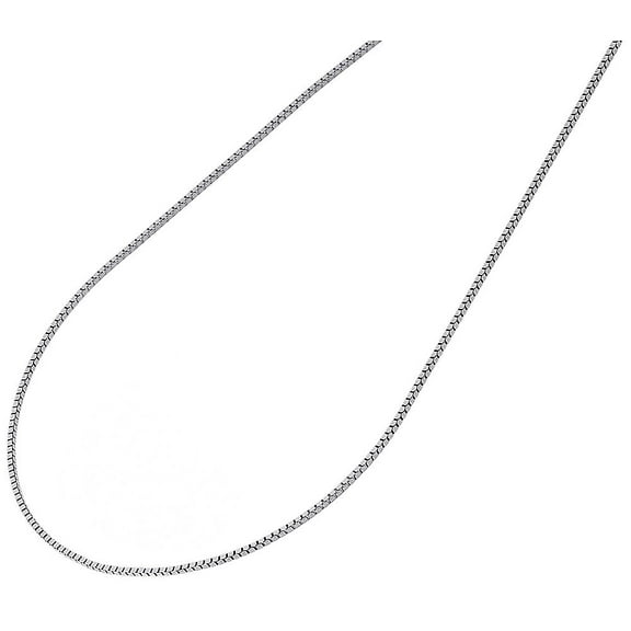 10K White Gold 0.50MM Solid Box Chain Necklace 16" Length