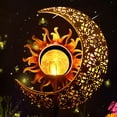 thumbnail image 1 of Luces solares de jardín decorativas para exteriores, luz de estaca de metal con globo de cristal craquelado de sol y luna, luz LED blanca cálida impermeable (1 paquete), 1 of 5