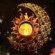 thumbnail image 1 of Luces solares de jardín decorativas para exteriores, luz de estaca de metal con globo de cristal craquelado de sol y luna, luz LED blanca cálida impermeable (1 paquete), 1 of 5