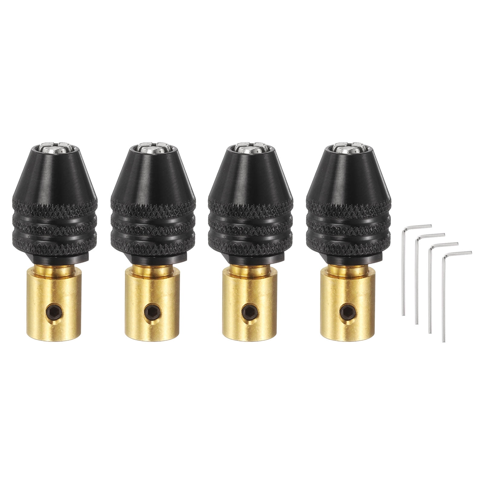 4pcs Keyless Drill Chuck 2.30mm Round Shank Chuck Conversion Adapter 0.012"-0.13" Quick Change for Round-Shank Cordless Screwdrivers Drills Power DIY Tools, Black