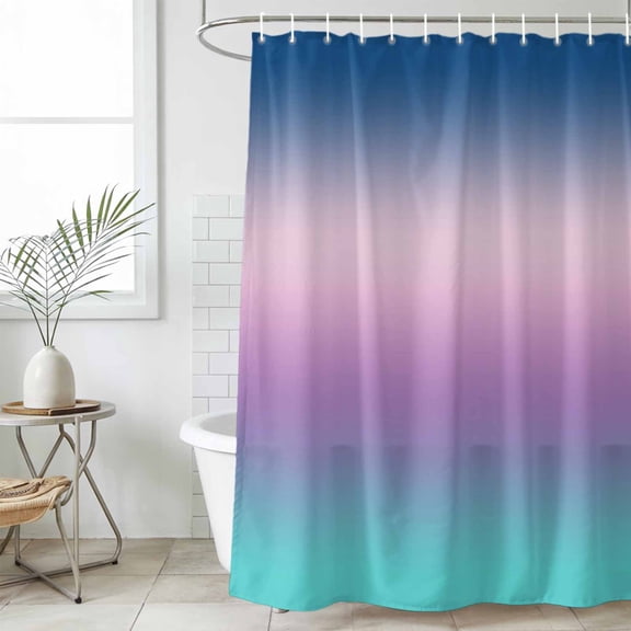 Blue Purple Teal Ombre Cream Waterproof Fabric Shower Curtain,Modern Abstract Art Aesthetics Waterproof Fabric Shower Curtain for Bathroom Bathtubs Shower Curtains with 12 Hooks Small 36x78in