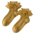 thumbnail image 6 of Povozer Toddler Girls Socks Eyelet Ruffle Lace Sock Frilly Dress Socks(Yellow,1-3Y), 6 of 6