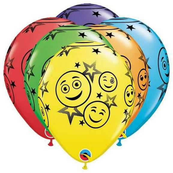 LOONBALLOON Emoji Balloons, 11″ SMILEY STARS