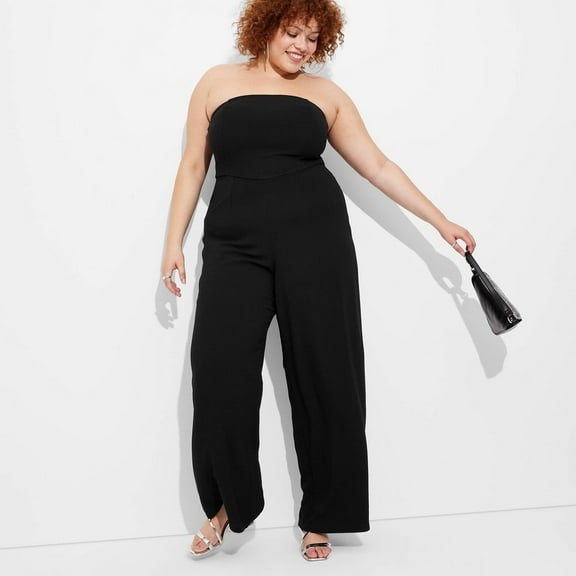 Women's Wide Leg Tube Jumpsuit Black XXL