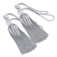 thumbnail image 3 of par de alzapaños de cortina, clips de cuerda para cortina con bolas, diseño de cinta de borla hecho a mano para decoración de ventanas en el hogar, oficina, gris, 3 of 8