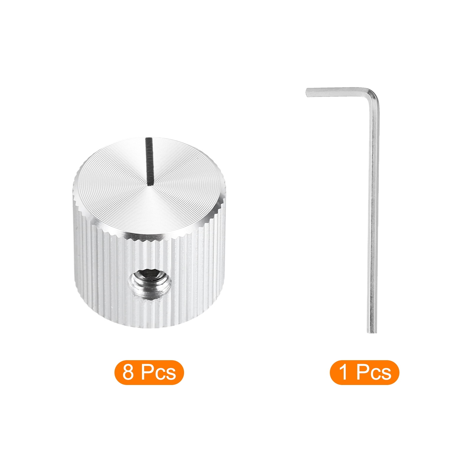 Uxcell 8 Pcs Aluminium Potentiometer Knobs, 1/4"(6mm) IDx5/8"(15mm) ODx1/2"(12.5mm) Height Universal Volume Tone Control Knobs for Guitar, Bass, Straight Line Indicator, Silver