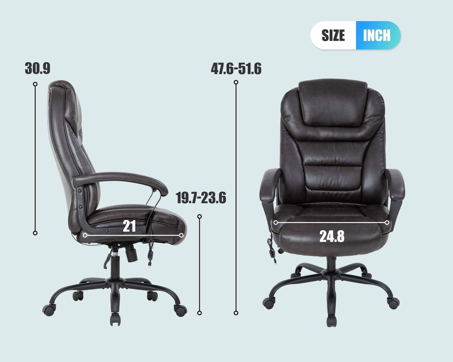 Wide Seat Ergonomic PU Leather Desk Chair — BestOffice