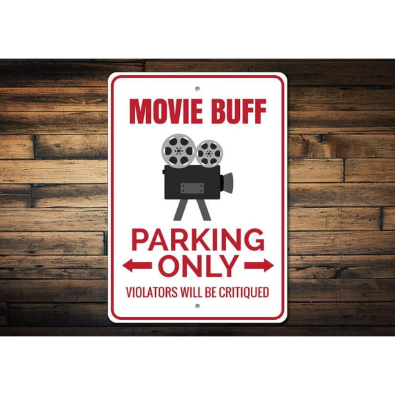 Movie Buff Parking Novelty Decor, Metal Wall Sign - 10x14 Inches