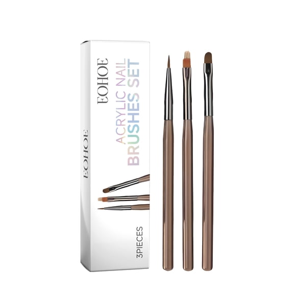Acrylic Nail Brush Set - 3 Professional Brushes for Manicure, Nail Art & Design