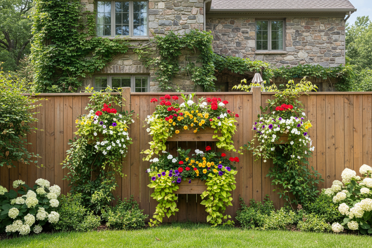 Cedar Clip-On Hanging Planter  Wooden Window Box for Deck & Fence Rails (18"x6.5"x5.5")