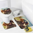 thumbnail image 4 of Happy Dog Bathroom Sets with Shower Curtain And Rugs, Incl with 12 Hooks，Toilet Lid Oval Rug, 4 of 7