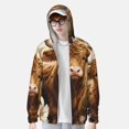 thumbnail image 3 of Fotbe Adorable Calf Butterflies Champagne Men's Women's UPF 50+ Sun Protection Jacket Hooded Cooling Shirt with Pockets Hiking Outdoor Performance-3X-Large, 3 of 8