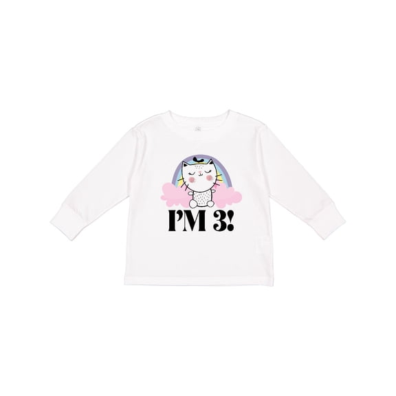 Inktastic 3rd Birthday 3 Year Old Girl Cat Girls Long Sleeve Toddler T-Shirt