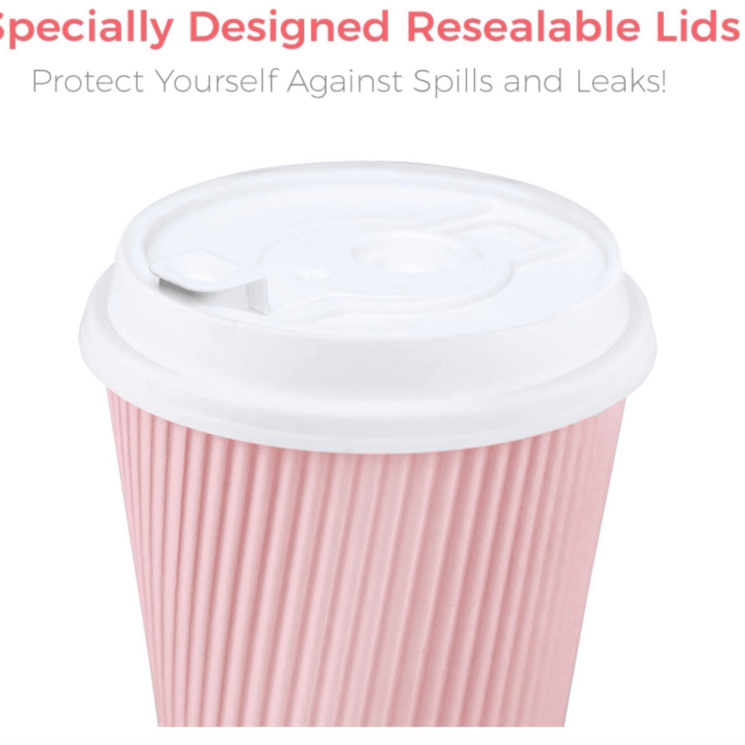 Disposable Coffee Cups With Lids - (80 set) 12 oz Paper To Go Coffee Cups With Resealable Lids Prevent Leaks! Travel Insulated Hot Beverage Drink Cup. Will Not Bend With Heat or Burn Fingers