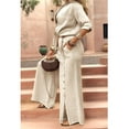 thumbnail image 4 of Female Long Sleeve Beach Shirt Blouses Bathing Suit Cover Up Button Down Collar Apricot XXXL, 4 of 9