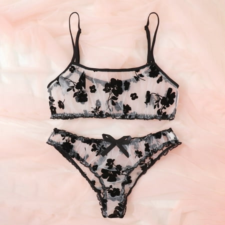 

Mackneog Plus Size Underwear Sexy Women Lingerie Flower Embroidery G-string Thong Underwear New Sleepwear Polyester Lace Thong Plus Size Panties