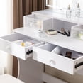thumbnail image 4 of VECELO Vanity Desk with 5 Drawers & LED Lighted Mirror & Power Outlet, Stylish Bedroom Makeup Table Set with Storage Stool, 3 LED Light Modes, White, 4 of 8