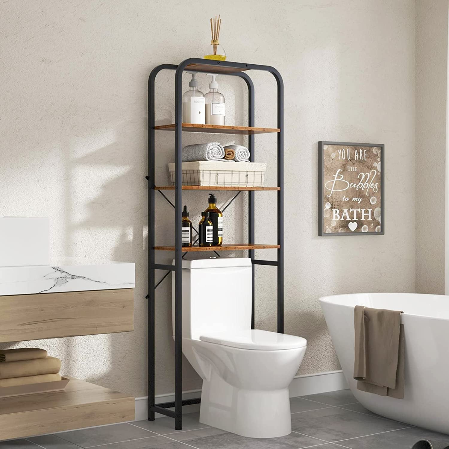 Soges 4Tier Over the Toilet Storage Rack 68 inch Freestanding Bathroom