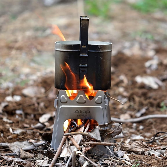 Ultralight  Wood Burning Stove Outdoor Camping Multi-Fuels Alcohol Stove BBQ Stove WS009ST-Ti (Wood Burning Stove-M Size)