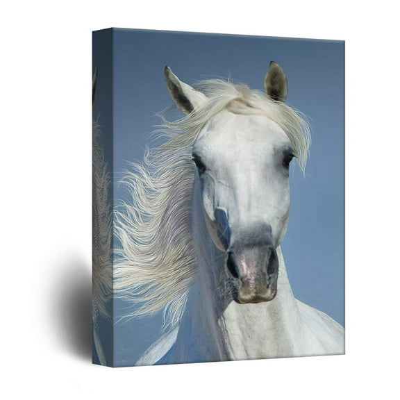 wall26 - Canvas Wall Art - White Horse Portrait - Giclee Print Gallery Wrap Modern Home Art Ready to Hang - 32x48 inches