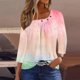 thumbnail image 1 of Fiudx Liquidación de Ahorros de Verano Blusa de Manga 3/4 a La Moda para Mujer, Camiseta Estampada, Top Informal, 1 of 5